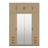 Szafa z nadstawką lustrem szufladami 176 cm garderoba TRINO dąb olejowany